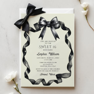 Elégant Aquarelle Coquette Black Bow Sweet 16
