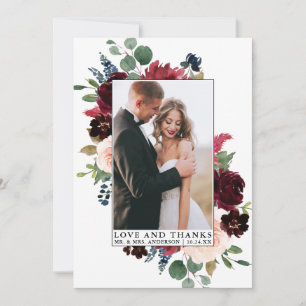 Elégant aquarelle Floral encadré d'amour Merci