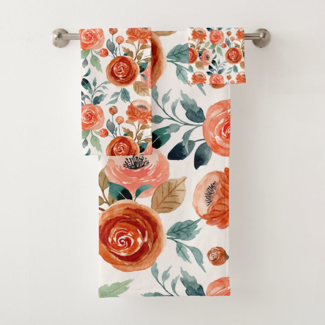 Elégant aquarelle Floral Rustique Coral Motif (En situation)