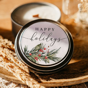 Élégant Aquarelle Noël Sticker rond Étiquettes