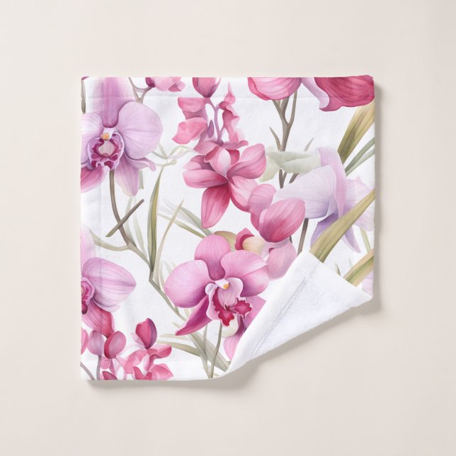 Elégant Aquarelle Orchidées (Gant de toilette)