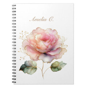 Elégant Aquarelle rose Rose Carnet blanc