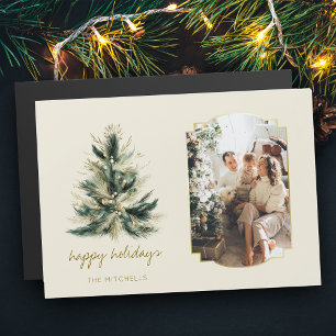 Élégant arbre de Noël moderne vert et or photo