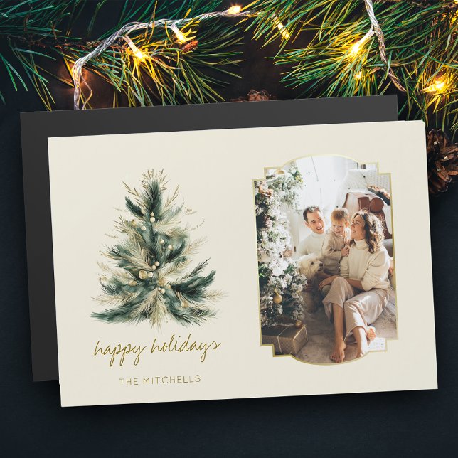 Élégant arbre de Noël moderne vert et or photo (Créateur téléchargé)