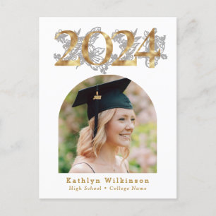 Elégant Arc de script or photo GRAD Invitation