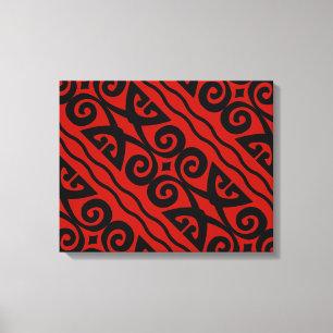 Élégant Art Moderne De Toile Noire Et Rouge Mur