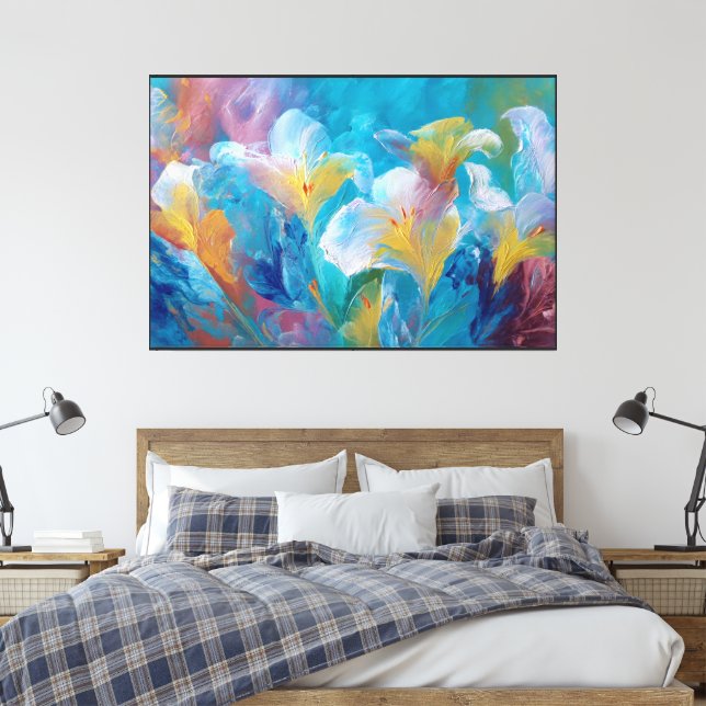 Élégant Art Mural Abstrait de Fleurs Décor pour Mo (Insitu(Chambre))