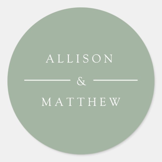 élégant autocollant mariage vert été (Devant)