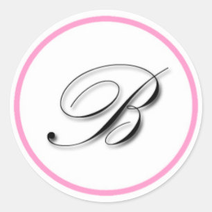 Élégant autocollant monogramme "B" : rose et noir