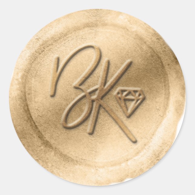 Élégant Autocollant Or Personnalisé Faux Cire Scea (Devant)