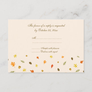 Élégant automne automne feuilles mariage rsvp cart