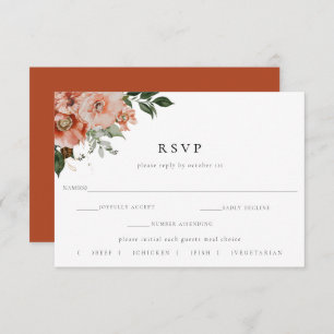 Élégant automne Floral Wedding RSVP Meal Choice
