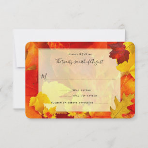 Elegant automne Invitation RSVP Orange Feuille Car