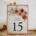 Élégant automne Mariage floral Numéro de table Sig<br><div class="desc">Guidez vos invités avec cet élégant panneau de numéro de table d'automne,  avec des fleurs bordeaux et des tons doux d'automne,  parfait pour des douches nuptiales,  des mariages ou des événements de jardin. Trouvez d'autres pièces de coordination dans notre collection d'automne.</div>
