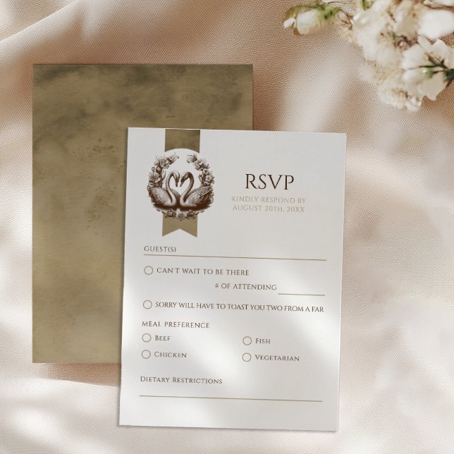 Elégant automne Swan Lake Wedding RSVP (Rsvp Card)