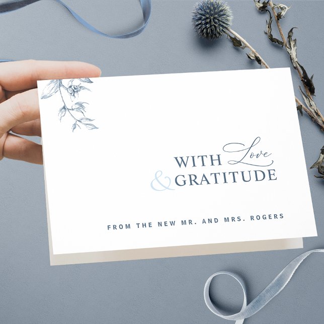 Elégant  Avec Amour et Gratitude Bleu Merci (Créateur téléchargé)