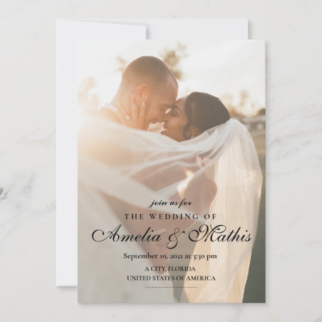 Élégant avec Faire-part de mariage photo (Devant)