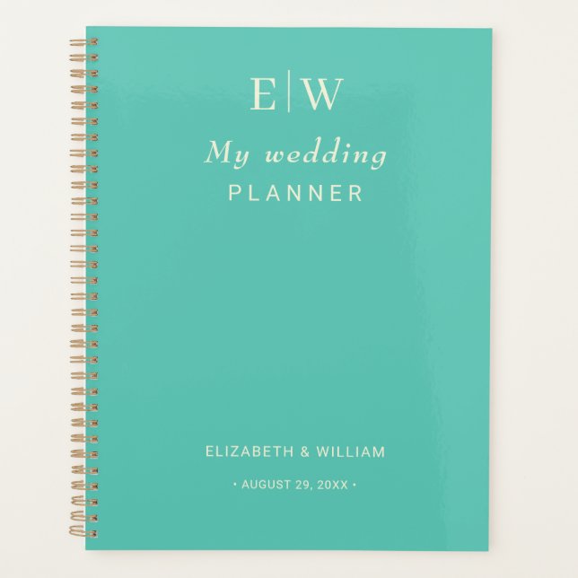 Élégant Awe aquatique simple avec Mariage Monogram (Devant)