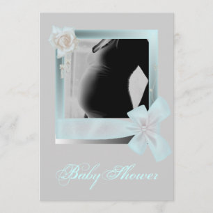 Elégant Baby shower bleu Photo Invitation