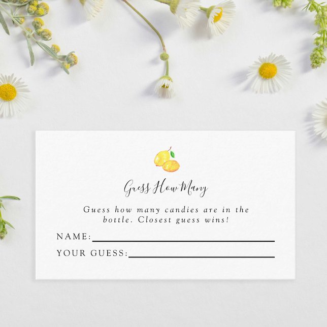 Élégant Baby shower Citron Devine Combien De Carte (Créateur téléchargé)