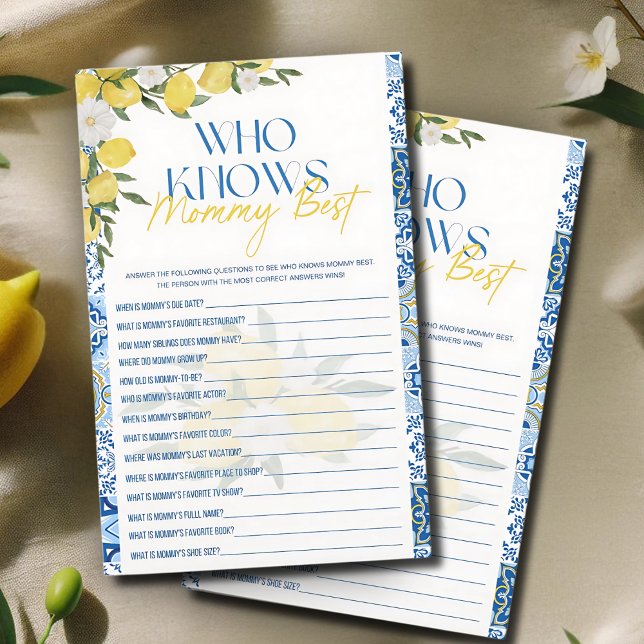 Élégant Baby shower citron qui connaît maman meill (Créateur téléchargé)