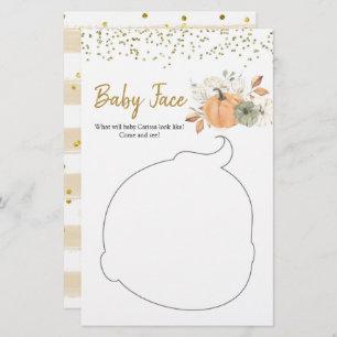Elégant Baby shower Citrouille blanc visage bébé