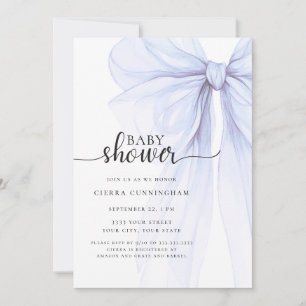 Elégant Baby shower de Bow bleu doux Invitation