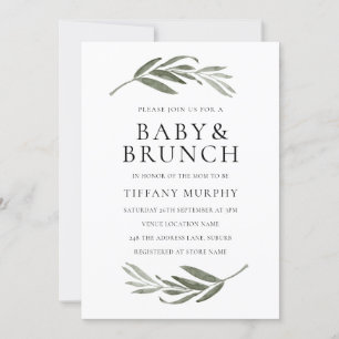 Elégant Baby shower de couronne feuille Invitation
