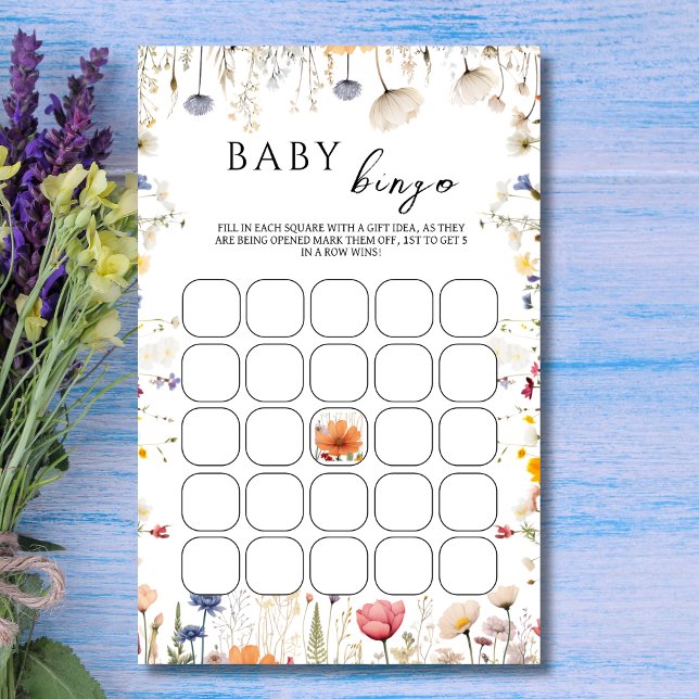Élégant Baby shower Fleur sauvage Bingo (Créateur téléchargé)