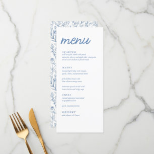Elégant Baby shower Floral Bleu Français Menu