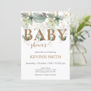 Elégant Baby shower Floral Invitation garçon