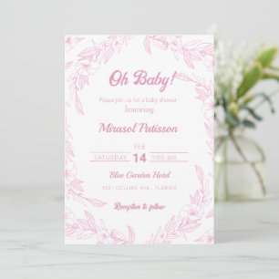 Elégant Baby shower floral rose pâle Invitation