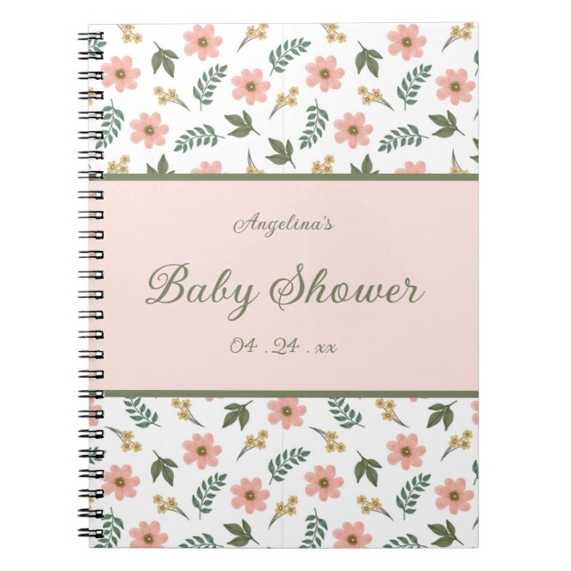 Élégant Baby shower Flower Carnet de liste cadeau (Devant)