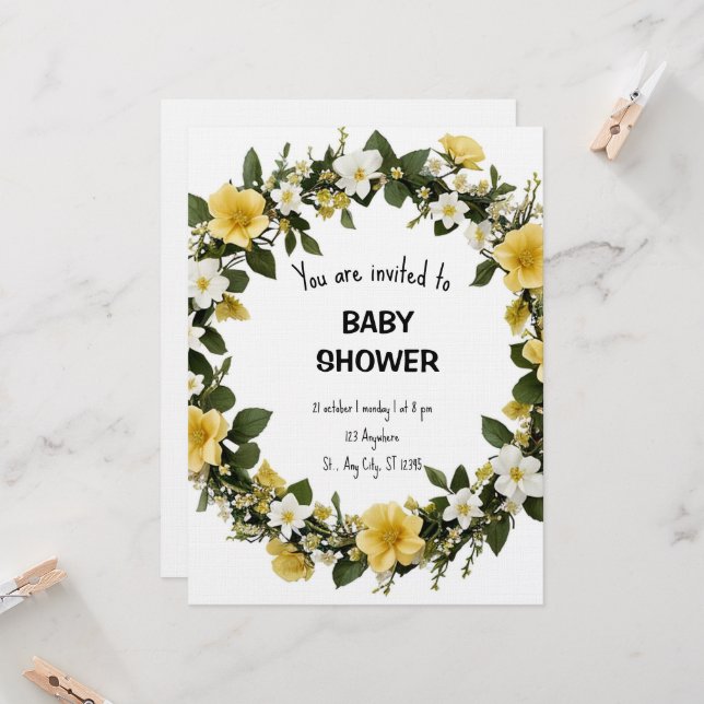 Elegant Baby Shower Invitation (Devant/Arrière en situation)