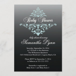 Elégant Baby shower noir bleu Ombre Invitation