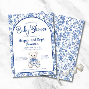 Elégant Baby shower Toile Bleu Invitation