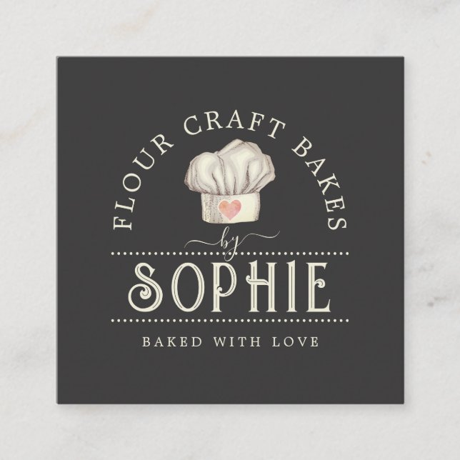 Élégant Baker's Logo Cream Black Carte de visite (Devant)