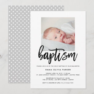 Élégant Baptême Invitation avec la photo de bébé