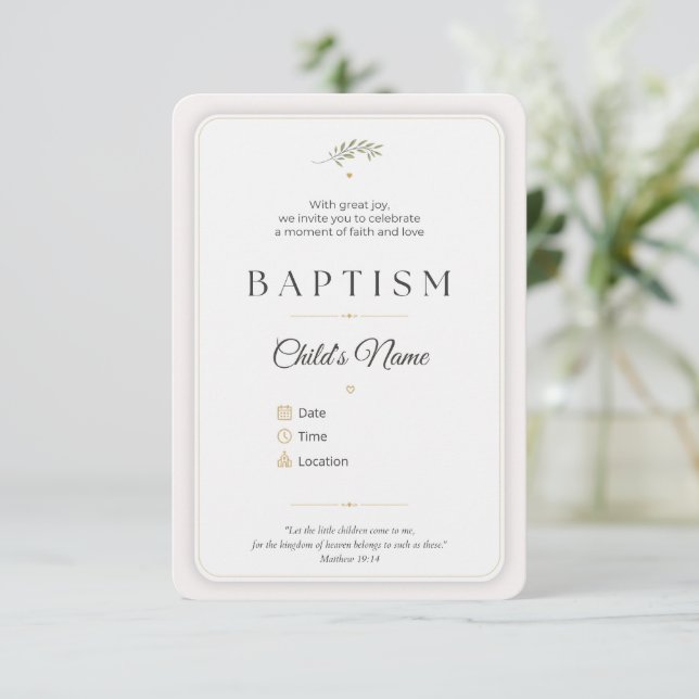 Elegant Baptism Invitation | Personalized (Debout devant)