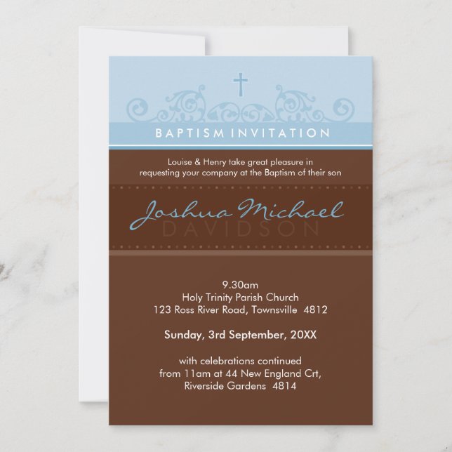 ÉLÉGANT BAPTISME INVITATIONS :: élégant 3P (Devant)