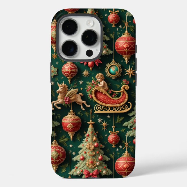 Élégant Baroque Noël Apple iPhone 16 Pro Coque (Verso)