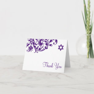 Élégant Bat mitzvah pourpre fleuri Merci