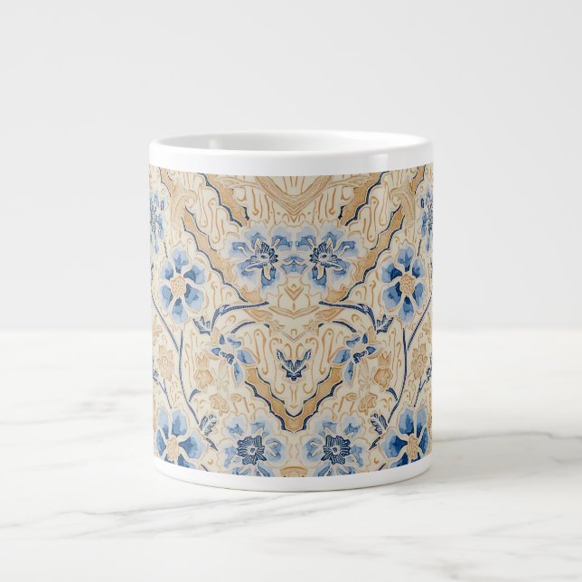 Elégant Batik Bleu et Beige Spécialité Mug (Devant)