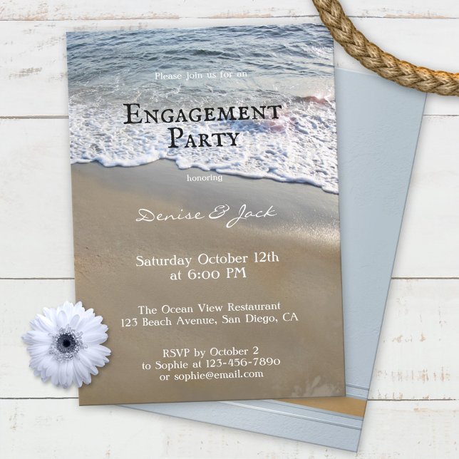 Elegant Beach Engagement Party Invitation (Créateur téléchargé)