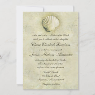 Elégant Beach Seashell 5x7 Faire-part de mariage
