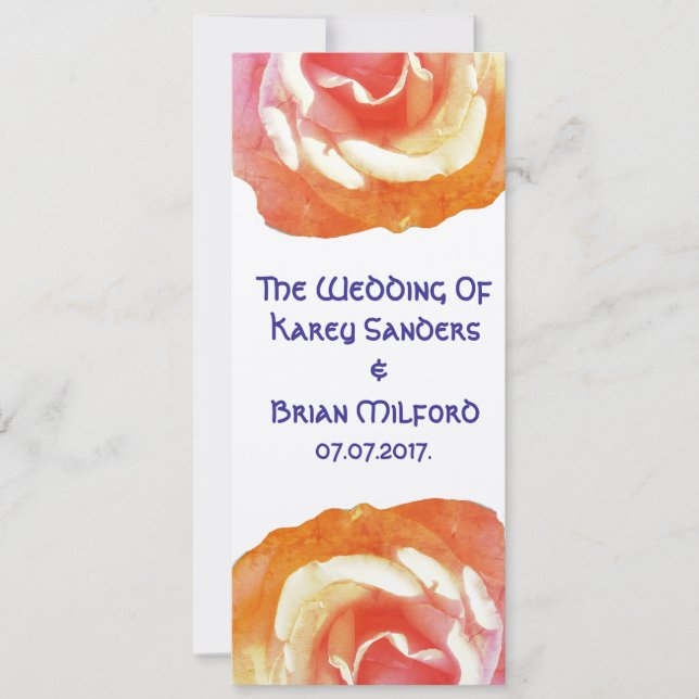 Elégant, Beau Faire-part de mariage Rose (Devant)