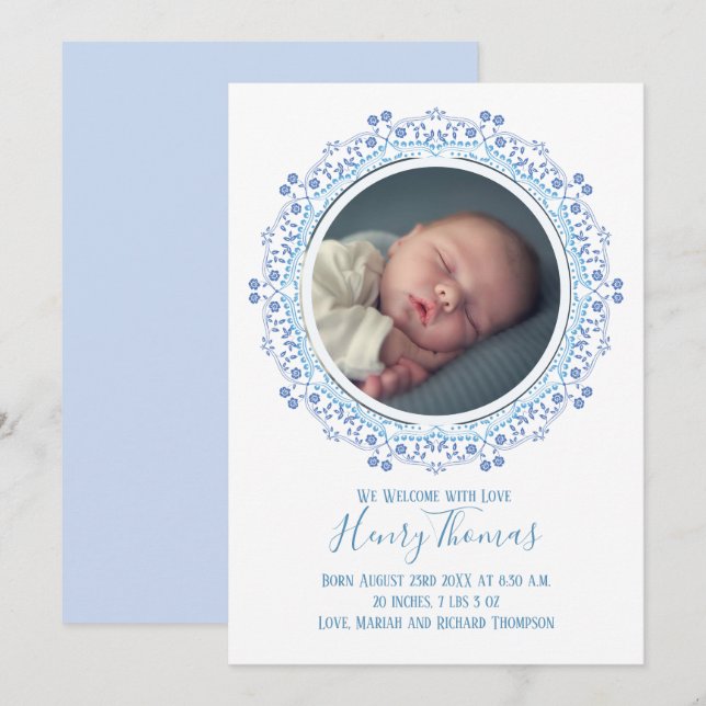 Élégant Bébé bleu moderne Simple doux (Devant / Derrière)