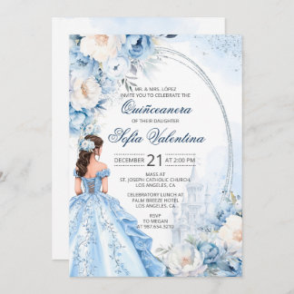Elégant bébé bleu Quinceañera Invitation