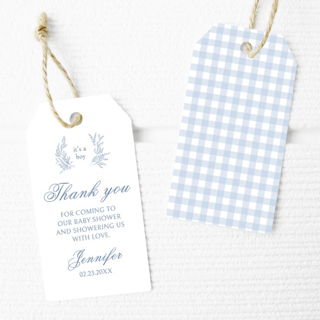 Elégant bébé mignon douche bleu merci étiquettes c (Créateur téléchargé)