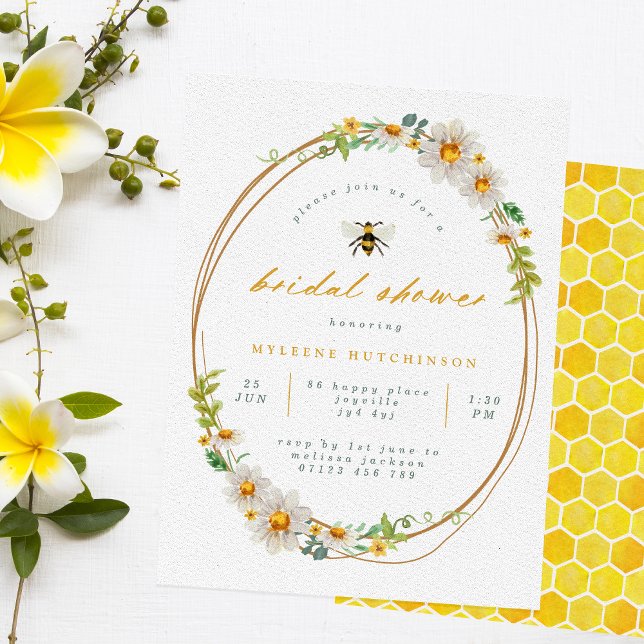 Elégant Bee and Daisies Bridal Shower Invitation (Créateur téléchargé)